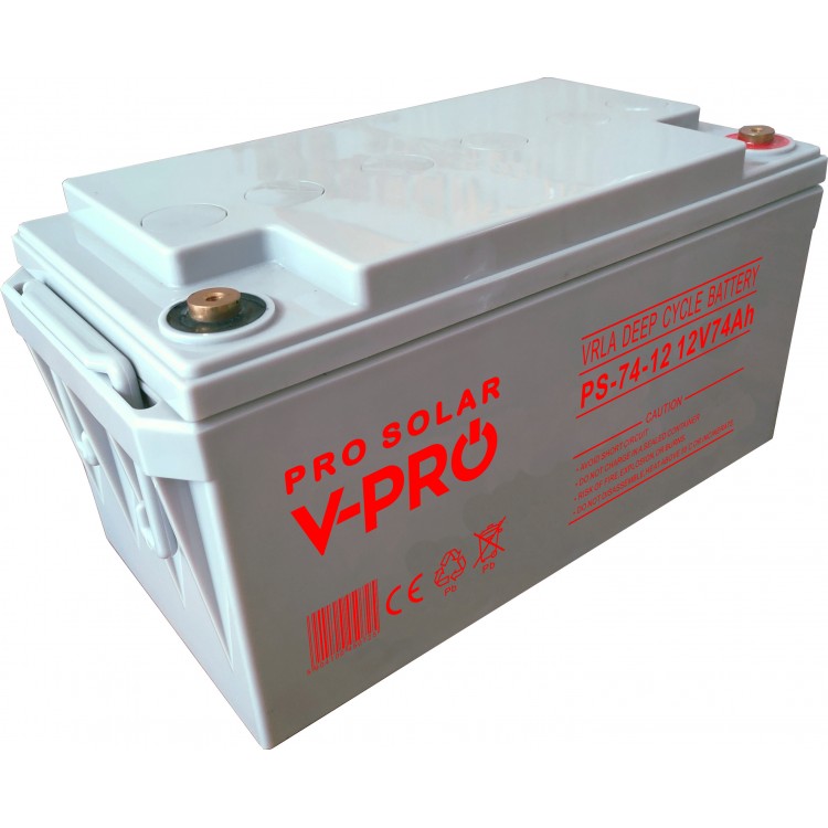 AKUMULATOR DEEP CYCLE VPRO SOLAR 12V 74 Ah VRLA BEZOBSŁUGOWY