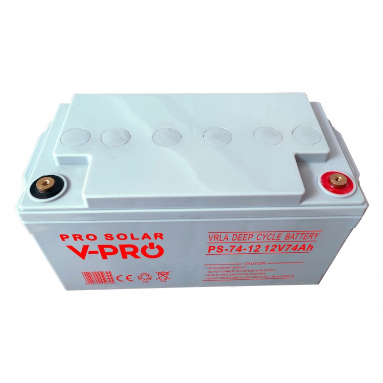 AKUMULATOR DEEP CYCLE VPRO SOLAR 12V 74 Ah VRLA BEZOBSŁUGOWY