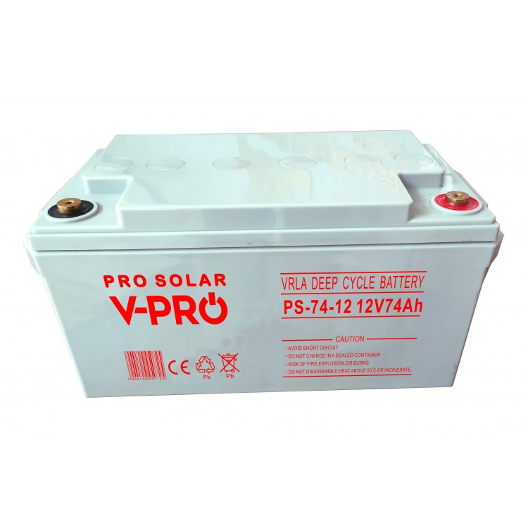 AKUMULATOR DEEP CYCLE VPRO SOLAR 12V 74 Ah VRLA BEZOBSŁUGOWY