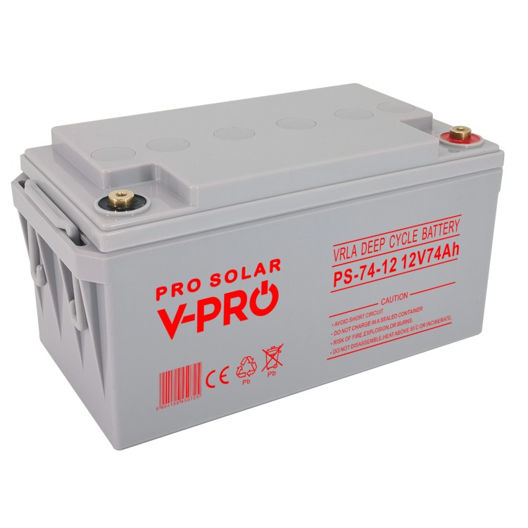 AKUMULATOR DEEP CYCLE VPRO SOLAR 12V 74 Ah VRLA BEZOBSŁUGOWY