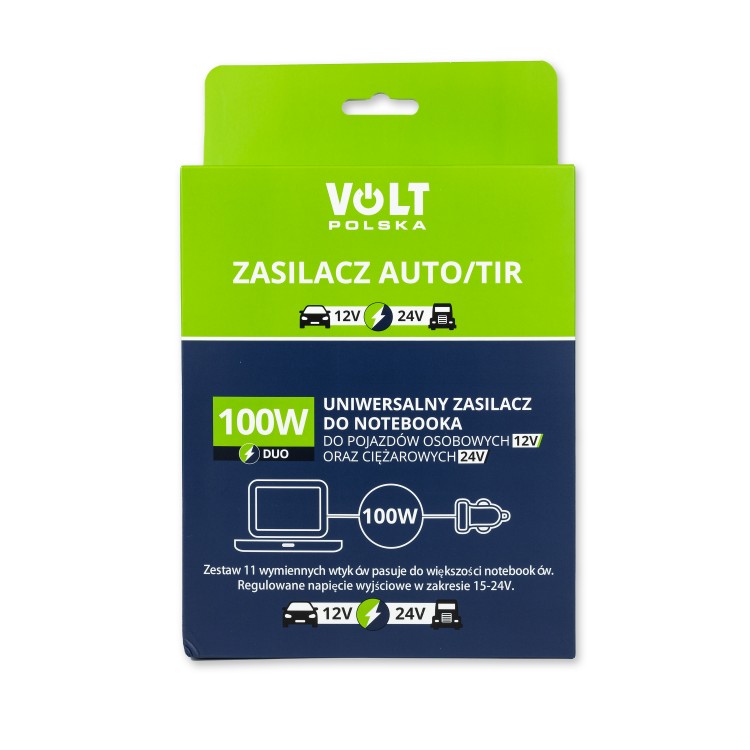 ZASILACZ SAMOCHODOWY DO LAPTOPA TIR 100W 24V
