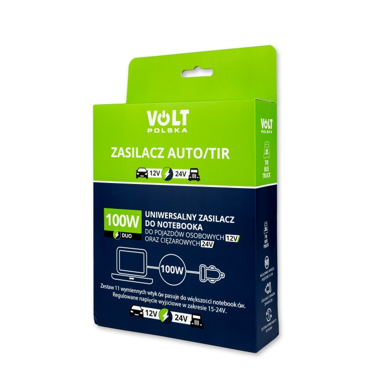 ZASILACZ SAMOCHODOWY DO LAPTOPA TIR 100W 24V
