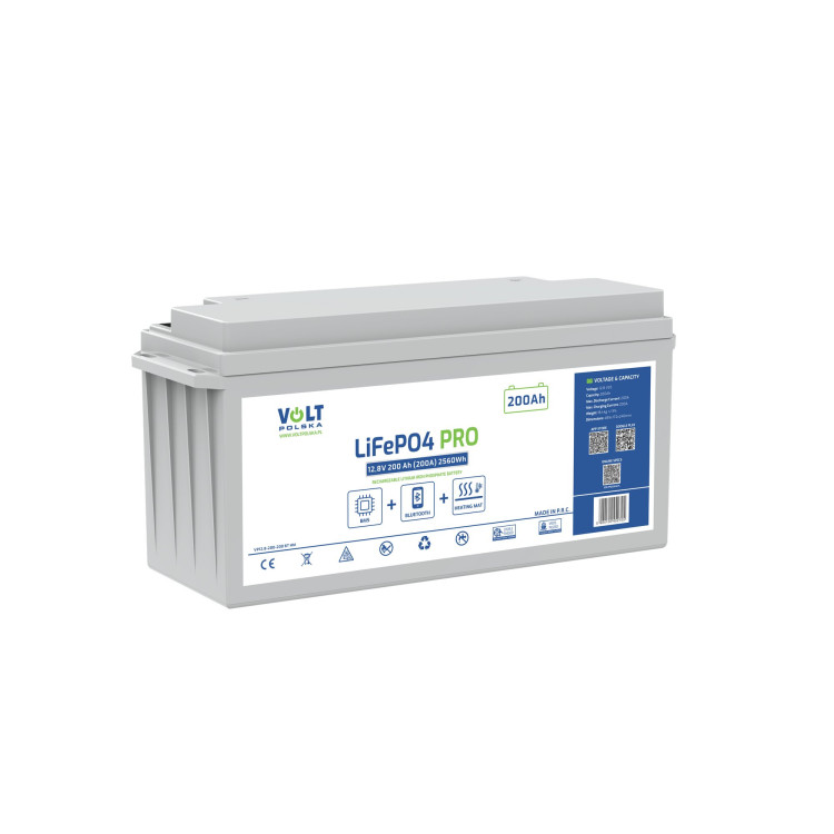 Akumulator LiFePO4 12,8V 200 Ah (200A) BlueTooth + mata grzewcza