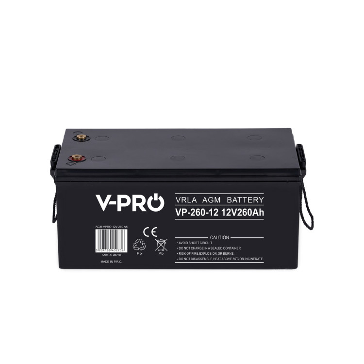 AKUMULATOR AGM VPRO 12V 260 Ah VRLA BEZOBSŁUGOWY